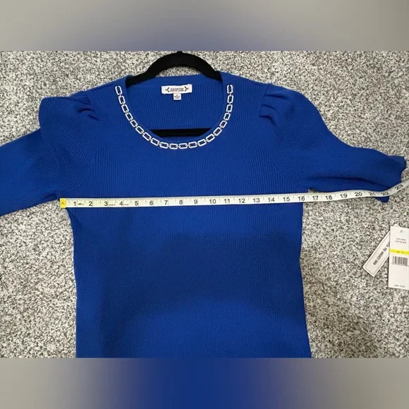 Nanette Lepore Royal Blue Top with Chain Accent - Picture 5 of 7